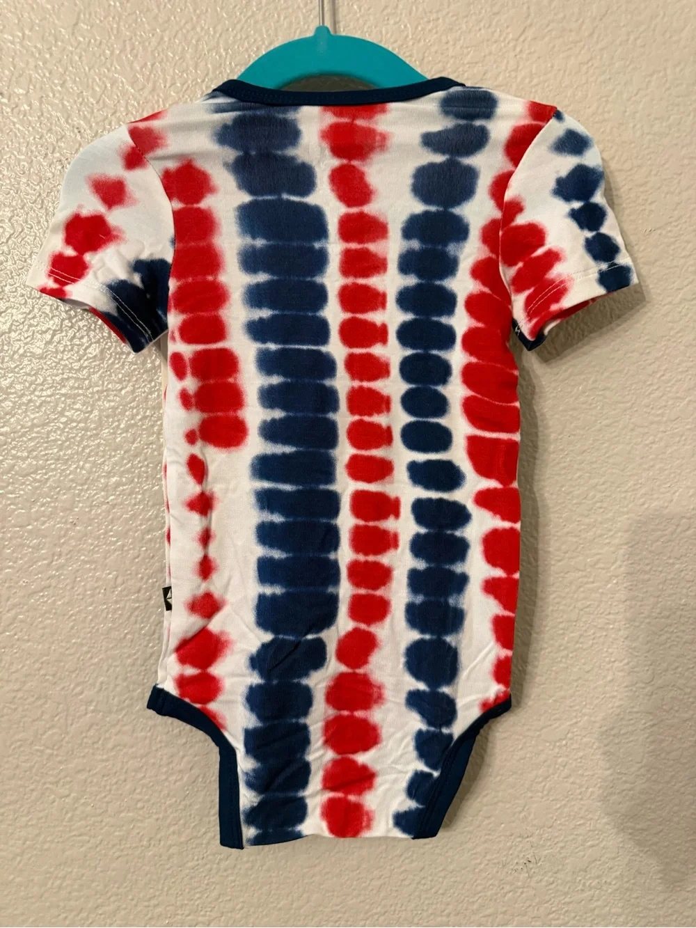 Kyte BABY Red, White & Navy Tie-Dye Short Sleeve One-Piece